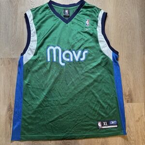 VTG Dallas Mavericks NBA Reebok Sz XL Green Mesh Jersey #20